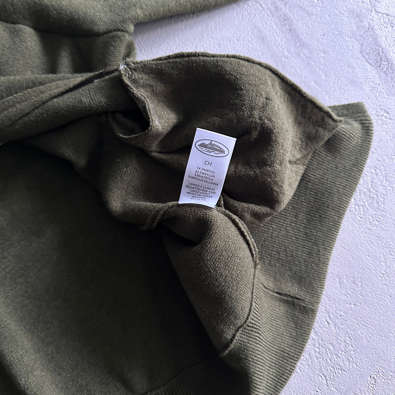 Jaqueta Corteiz Knit Zip Up Fleece Olive