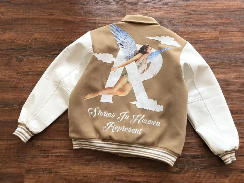 Represent Storms In Heaven Varsity Jacket Creme