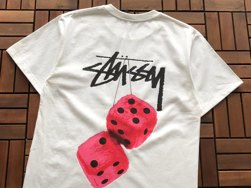 Camiseta Stussy Fuzzy Dice Dice Branco