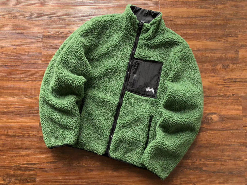 Jaqueta Stussy 8 Ball Sherpa Dupla Face Green