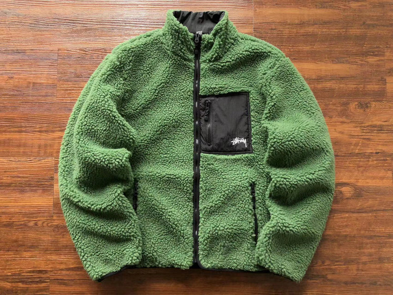 Jaqueta Stussy 8 Ball Sherpa Dupla Face Green