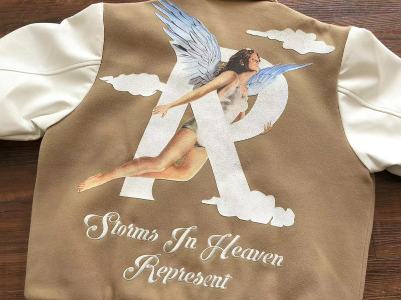 Represent Storms In Heaven Varsity Jacket Creme