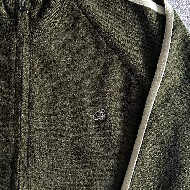 Jaqueta Corteiz Knit Zip Up Fleece Olive