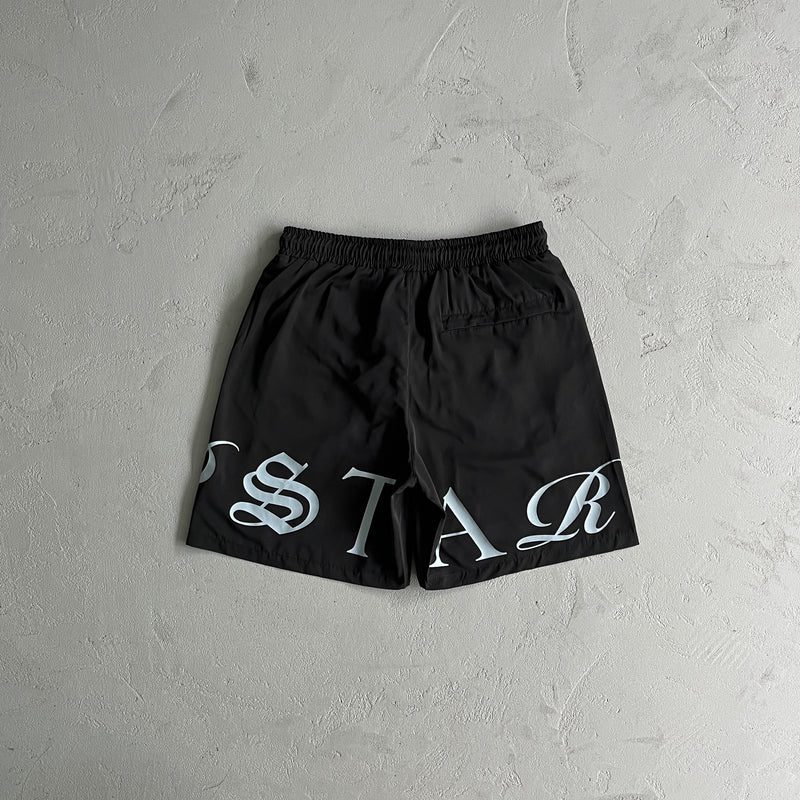 Shorts Trapstar Script Swimming Black/Dazzling white