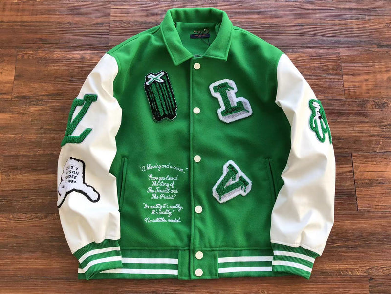 Jaqueta Louis Vuitton Varsity Leather Jacket Green