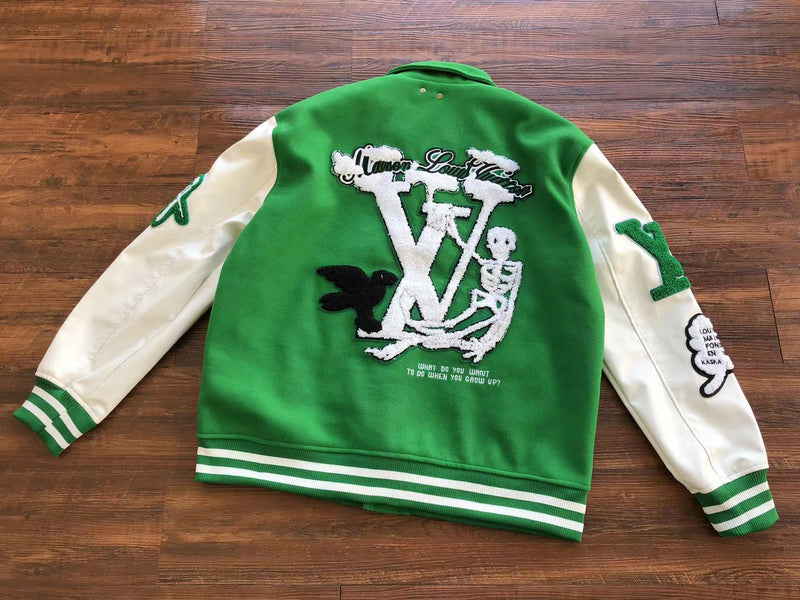 Jaqueta Louis Vuitton Varsity Leather Jacket Green