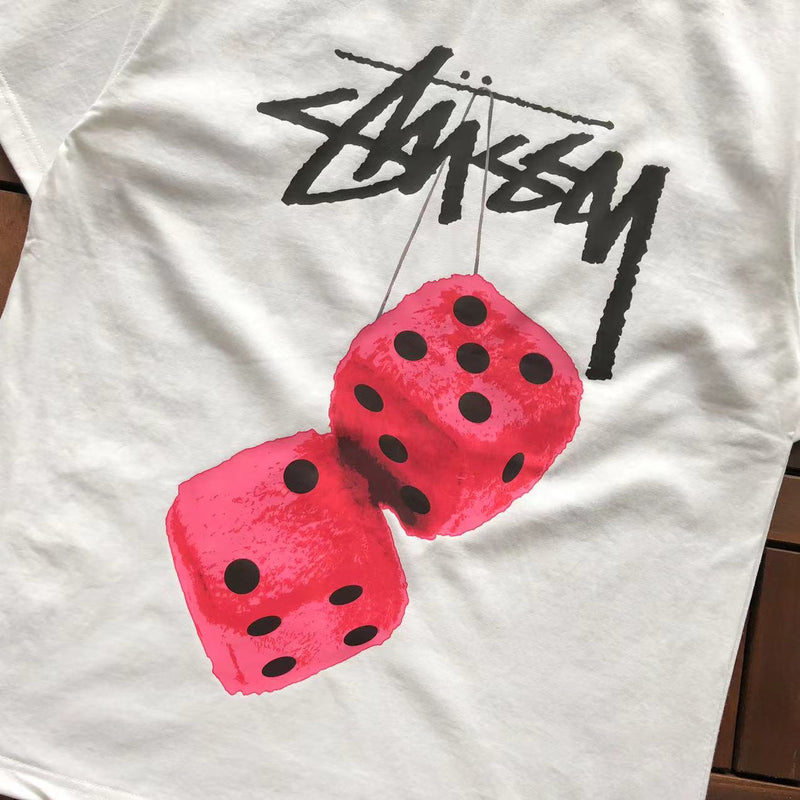 Camiseta Stussy Fuzzy Dice Dice Branco