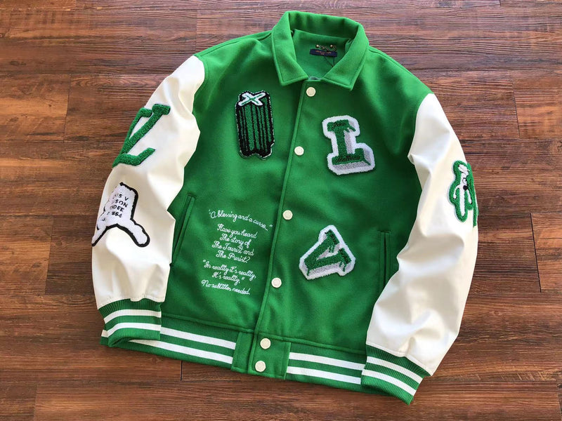 Jaqueta Louis Vuitton Varsity Leather Jacket Green