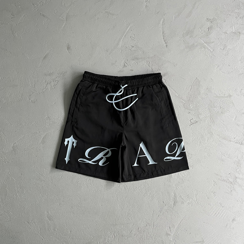 Shorts Trapstar Script Swimming Black/Dazzling white