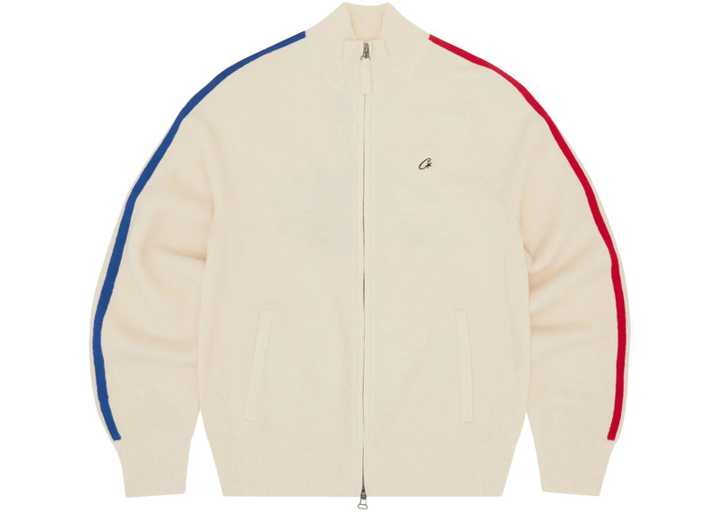 Jaqueta Corteiz Knit Zip Up Fleece Cream