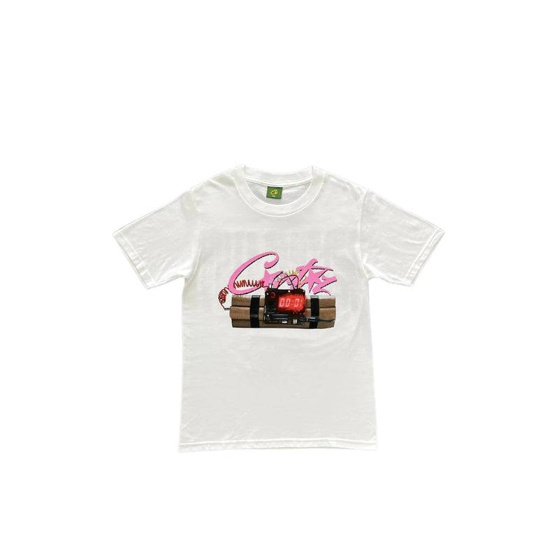 Camiseta Corteiz Rosa e Branco