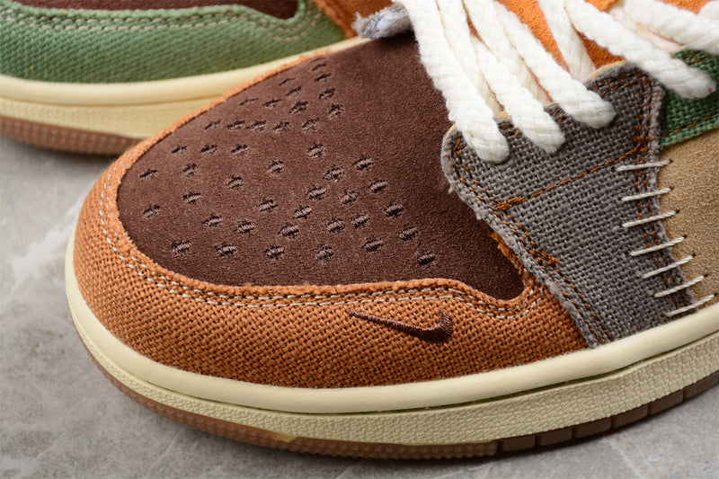 Air Jordan 1 Low Voodoo Flax and Oil Green