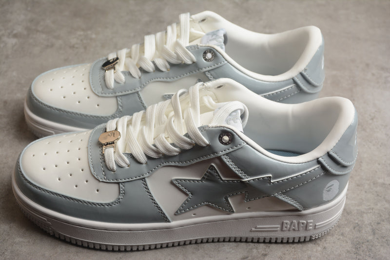 A Bathing Ape Bape Sta Patent Leather White Grey