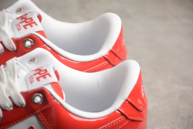 A Bathing Ape Bape Sta Patent Leather White Red