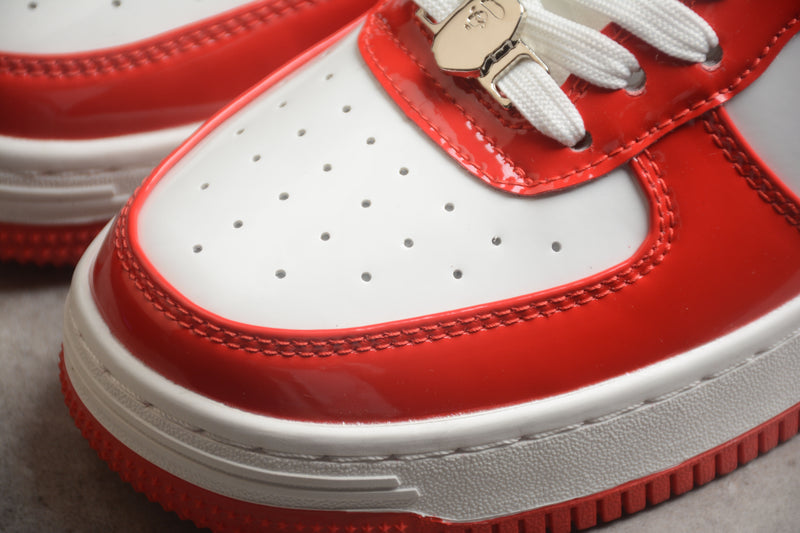 A Bathing Ape Bape Sta Patent Leather White Red