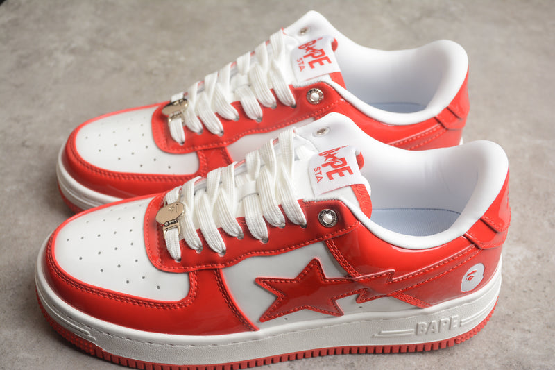 A Bathing Ape Bape Sta Patent Leather White Red