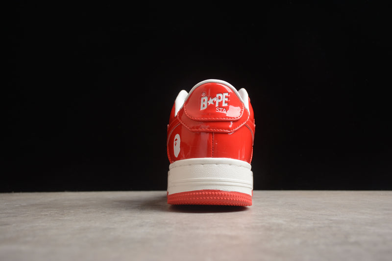 A Bathing Ape Bape Sta Patent Leather White Red