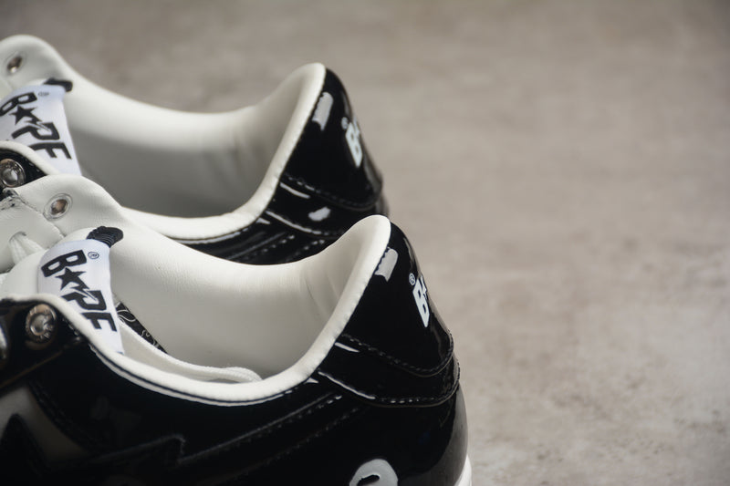 A Bathing Ape Bape Sta Patent Leather Black White