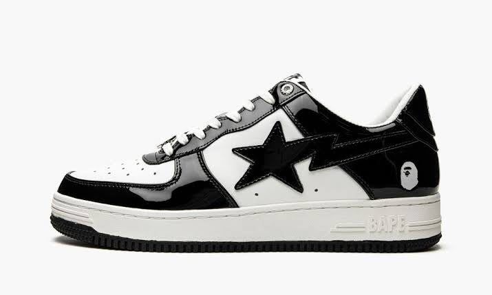 A Bathing Ape Bape Sta Patent Leather Black White