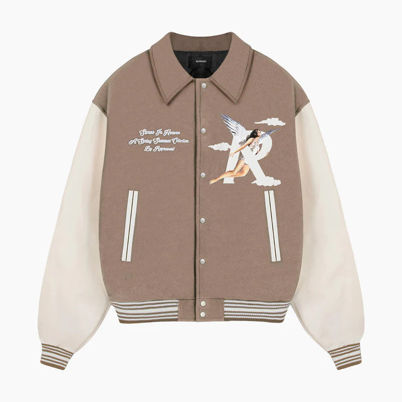 Represent Storms In Heaven Varsity Jacket Creme