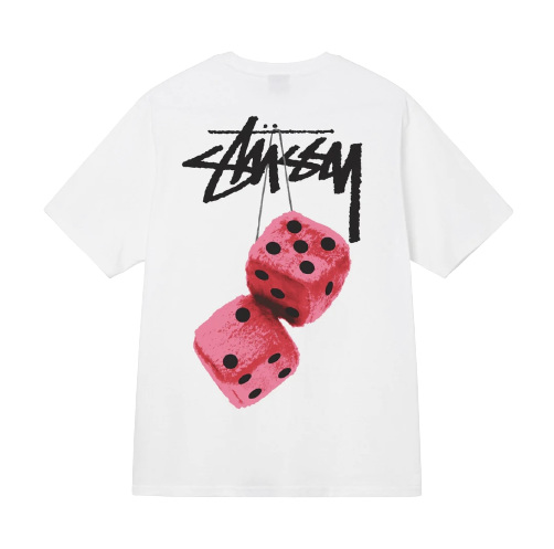 Camiseta Stussy Fuzzy Dice Dice Branco