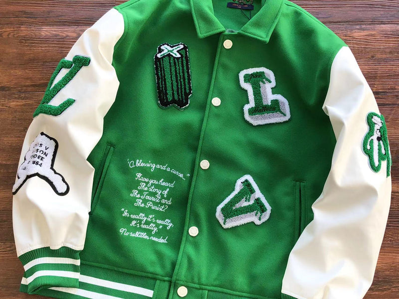 Jaqueta Louis Vuitton Varsity Leather Jacket Green