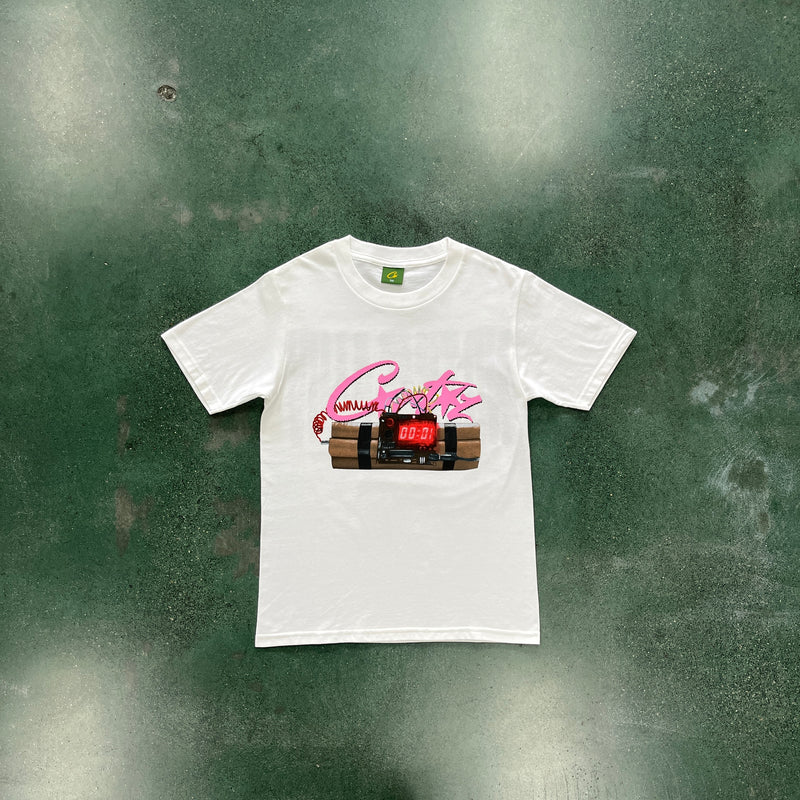 Camiseta Corteiz Rosa e Branco