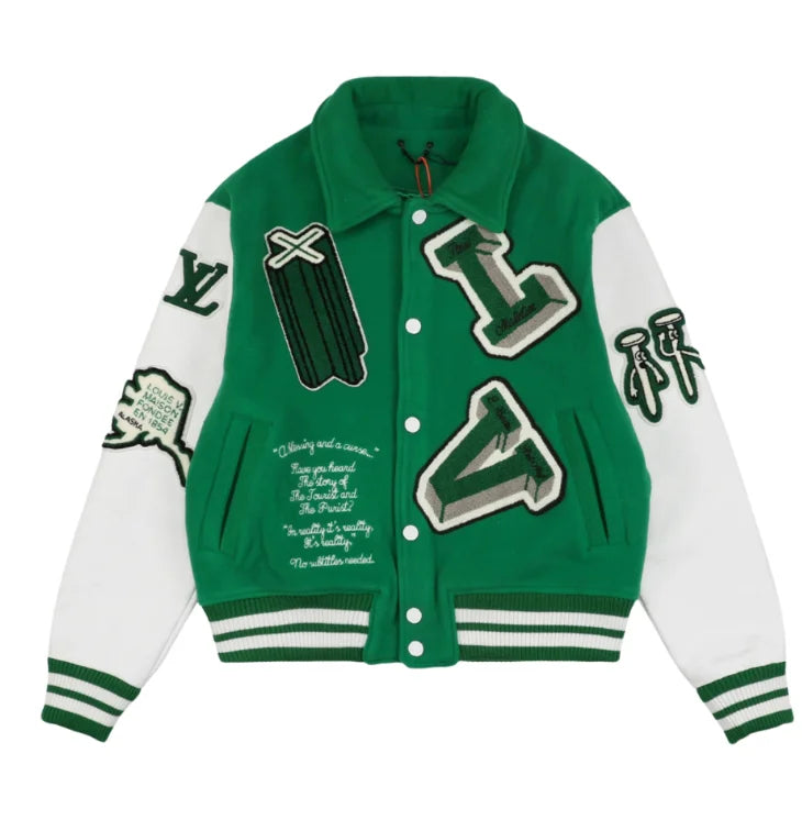 Jaqueta Louis Vuitton Varsity Leather Jacket Green