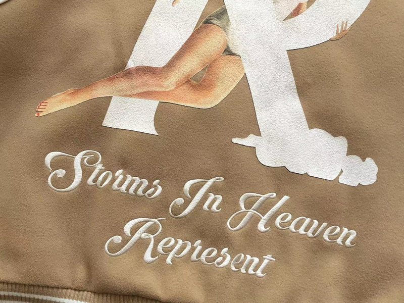 Represent Storms In Heaven Varsity Jacket Creme