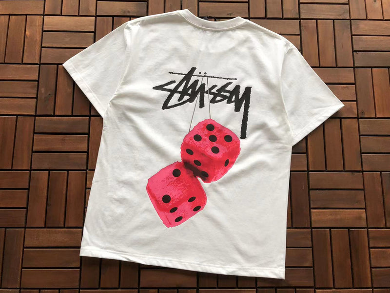 Camiseta Stussy Fuzzy Dice Dice Branco