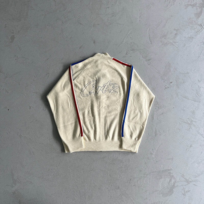 Jaqueta Corteiz Knit Zip Up Fleece Cream